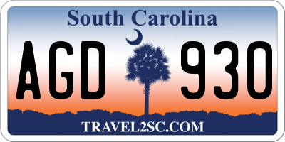 SC license plate AGD930