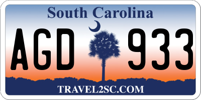 SC license plate AGD933