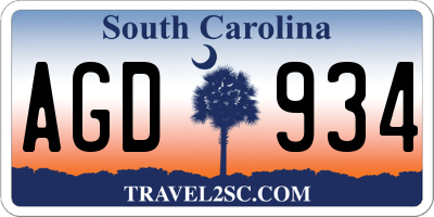 SC license plate AGD934