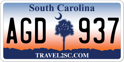 SC license plate AGD937