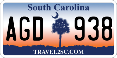 SC license plate AGD938
