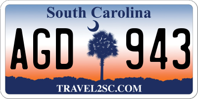 SC license plate AGD943