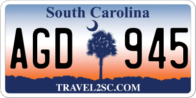 SC license plate AGD945