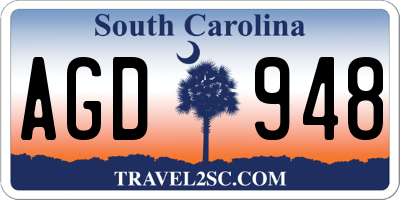 SC license plate AGD948