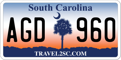 SC license plate AGD960
