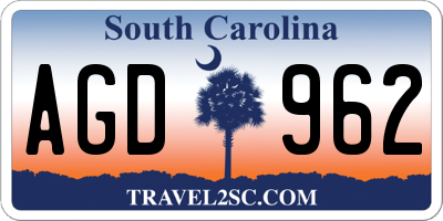 SC license plate AGD962
