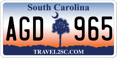 SC license plate AGD965