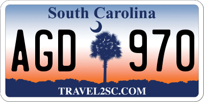 SC license plate AGD970