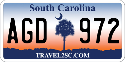 SC license plate AGD972