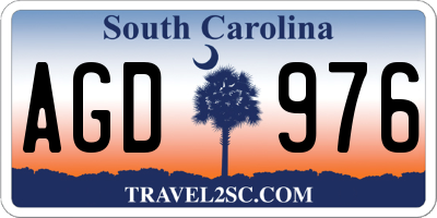 SC license plate AGD976
