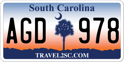 SC license plate AGD978