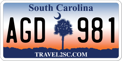 SC license plate AGD981