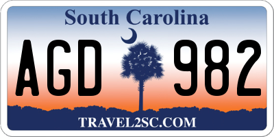 SC license plate AGD982