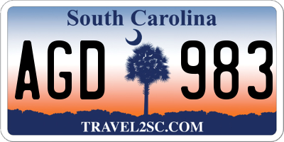 SC license plate AGD983