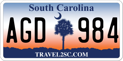 SC license plate AGD984