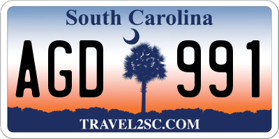 SC license plate AGD991