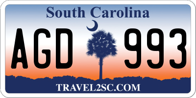 SC license plate AGD993