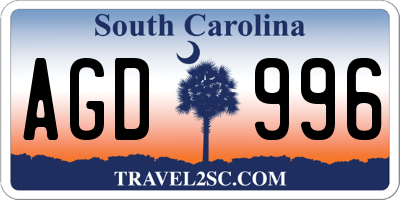 SC license plate AGD996