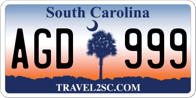 SC license plate AGD999