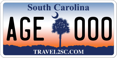 SC license plate AGE000