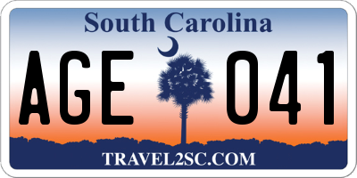 SC license plate AGE041