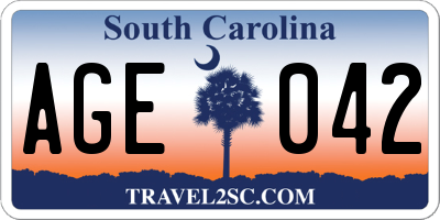 SC license plate AGE042