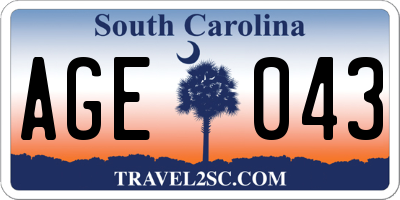 SC license plate AGE043
