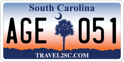 SC license plate AGE051