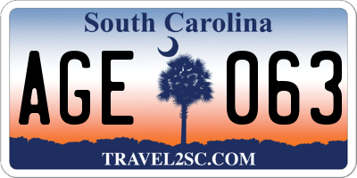 SC license plate AGE063