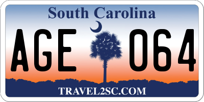 SC license plate AGE064