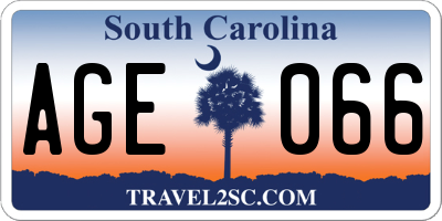 SC license plate AGE066