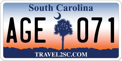 SC license plate AGE071