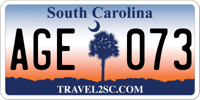 SC license plate AGE073