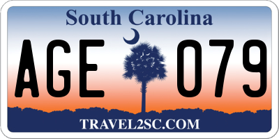 SC license plate AGE079