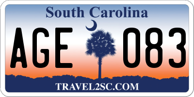 SC license plate AGE083