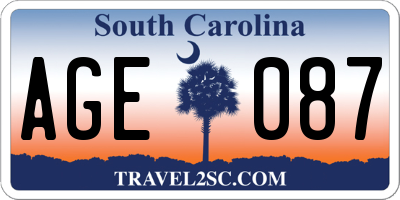 SC license plate AGE087