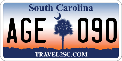 SC license plate AGE090