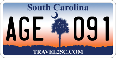SC license plate AGE091