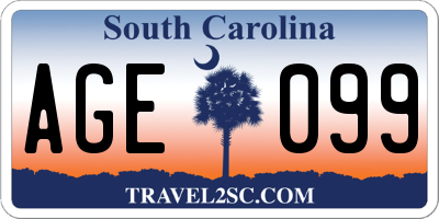 SC license plate AGE099