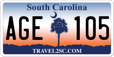 SC license plate AGE105