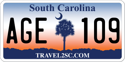 SC license plate AGE109