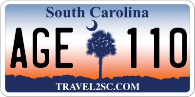 SC license plate AGE110