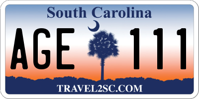 SC license plate AGE111