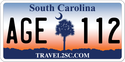 SC license plate AGE112