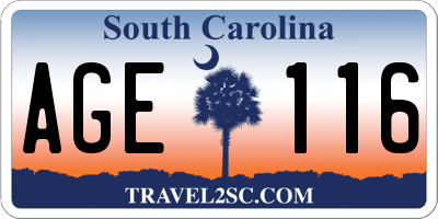 SC license plate AGE116