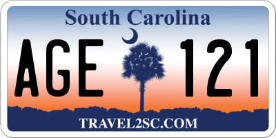 SC license plate AGE121