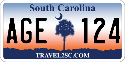SC license plate AGE124