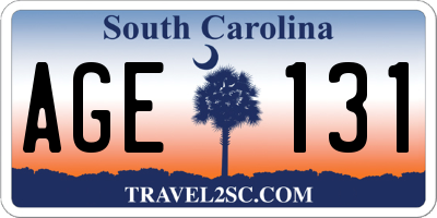 SC license plate AGE131