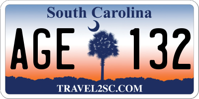 SC license plate AGE132