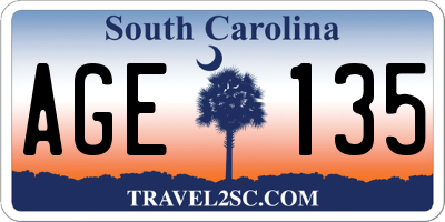 SC license plate AGE135